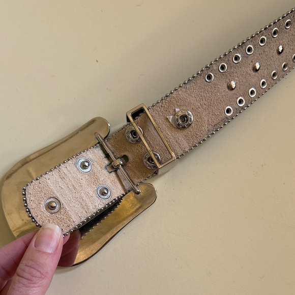 Studded Black Belt with Silver Buckle - Picture 6 of 9